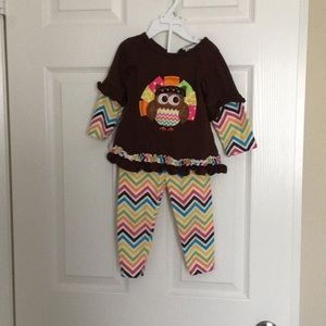 Baby girl top and Owl pant set